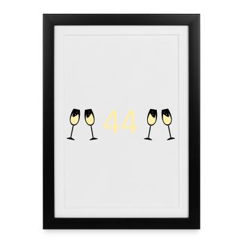 44e anniversaire 44 ans 44 ans numéro 44 - Affiche encadrée (27 × 37 cm) - noir - Devant