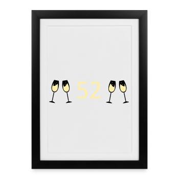 52e anniversaire 52 ans anniversaire 52 numéro 52 - Affiche encadrée (27 × 37 cm) - noir - Devant