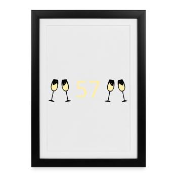57e anniversaire 57 ans Jubilé 57 Numéro 57 - Affiche encadrée (27 × 37 cm) - noir - Devant
