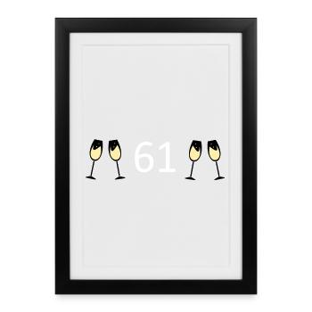 61st Birthday 61 Years Jubilee 61 Number 61 white - Framed poster (27 × 37 cm) - black - Front