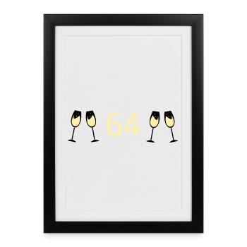 64th Birthday 64th Anniversary 64 Number 64 black - Framed poster (27 × 37 cm) - black - Front