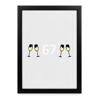 67e anniversaire 67 ans Jubilé 67 Numéro 67 - Affiche encadrée (27 × 37 cm) - noir - Devant