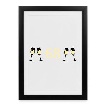 68e anniversaire 68 ans Jubilé 68 Numéro 68 - Affiche encadrée (27 × 37 cm) - noir - Devant