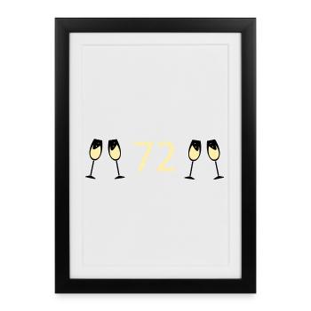72e anniversaire 72 ans 72 numéro 72 noir - Affiche encadrée (27 × 37 cm) - noir - Devant