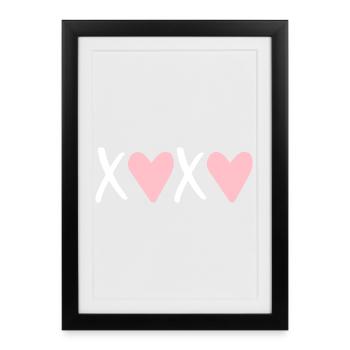 XOXO Câlins et bisous - Affiche encadrée (27 × 37 cm) - noir - Devant