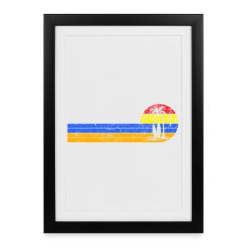 Vintage beach sunset - Framed poster (27 × 37 cm) - black - Front
