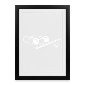 Dessin de boules de billard - Affiche encadrée (27 × 37 cm) - noir - Devant