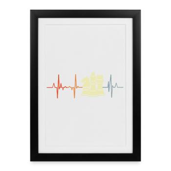 Chess Pieces Cardiogram - Framed poster (27 × 37 cm) - black - Front