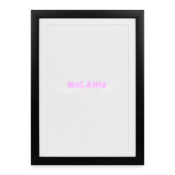 MELANIE lettering with decorative lines - Framed poster (27 × 37 cm) - black - Front