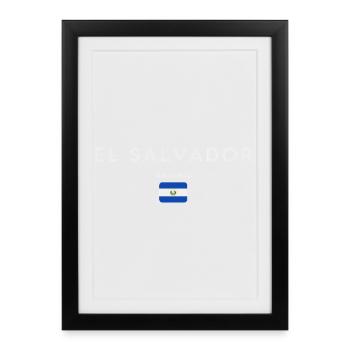 Flagge von El Salvador, salvadorianischer Stolz - Gerahmtes Poster (27 × 37 cm) - Schwarz - Vorne