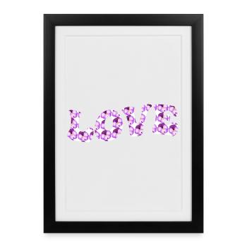 Love motif with lilac flowers - Framed poster (27 × 37 cm) - black - Front