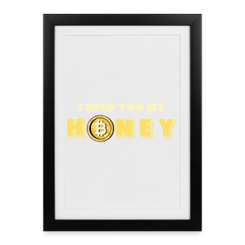Honey and Bitcoin Design - Framed poster (27 × 37 cm) - black - Front
