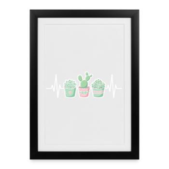 Cactus succulent de la plante Heartbeat - Affiche encadrée (27 × 37 cm) - noir - Devant