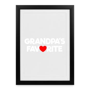 Favorite grandchild Red heart Grandpa's favorite - Framed poster (27 × 37 cm) - black - Front