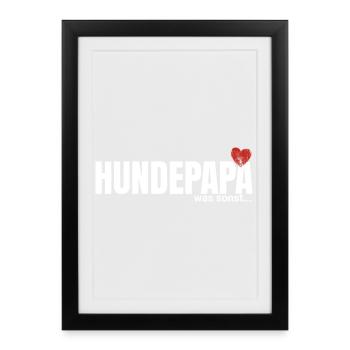HundePapa Herzmotiv - Gerahmtes Poster (27 × 37 cm) - Schwarz - Vorne