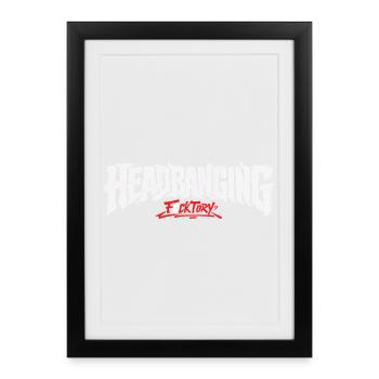 Headbanging logo white - Framed poster (27 × 37 cm) - black - Front
