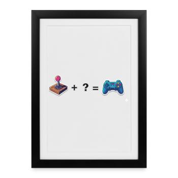 Retro joystick meets gamepad - Framed poster (27 × 37 cm) - black - Front