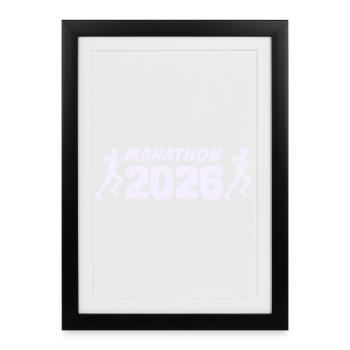 Conception de la silhouette du coureur Marathon 2026 - Affiche encadrée (27 × 37 cm) - noir - Devant
