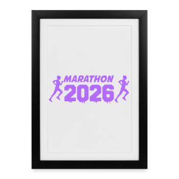 Silhouettes des coureurs du Marathon 2026 - Affiche encadrée (27 × 37 cm) - noir - Devant