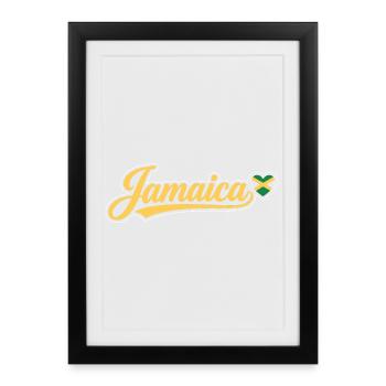 Script jamaïcain avec cœur de drapeau - Affiche encadrée (27 × 37 cm) - noir - Devant