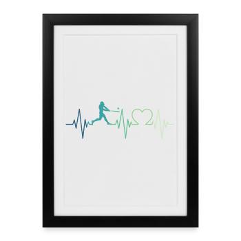 Baseball Baseball Heartbeat Baseball Player - Framed poster (27 × 37 cm) - black - Front