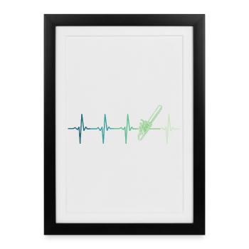 Forêt battement de cœur bûcheron tronçonneuse - Affiche encadrée (27 × 37 cm) - noir - Devant