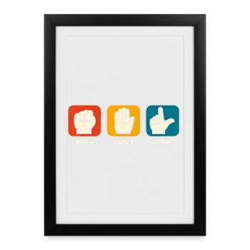 Pierre, papier, perdant, sarcasme, drôles, - Affiche encadrée (27 × 37 cm) - noir - Devant