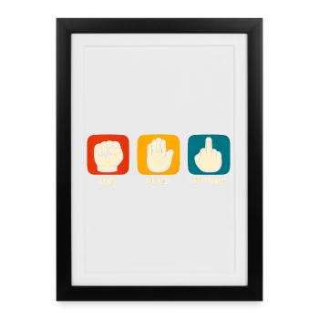 Pierre sarcastique Tir de papier Drôle Sar - Affiche encadrée (27 × 37 cm) - noir - Devant
