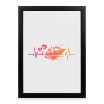 Croisière Sunset bateau de croisière - Affiche encadrée (27 × 37 cm) - noir - Devant