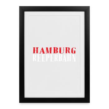 Hamburg Reeperbahn Schriftzug - Gerahmtes Poster (27 × 37 cm) - Schwarz - Vorne