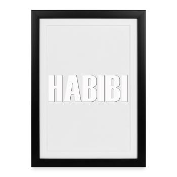 habibi chéri chéri chéri petite amie meilleur meilleur amour besti - Affiche encadrée (27 × 37 cm) - noir - Devant