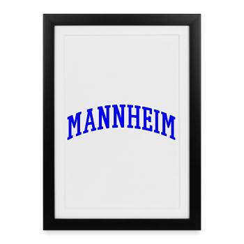 Lettrage Mannheim Bleu Blanc - Affiche encadrée (27 × 37 cm) - noir - Devant