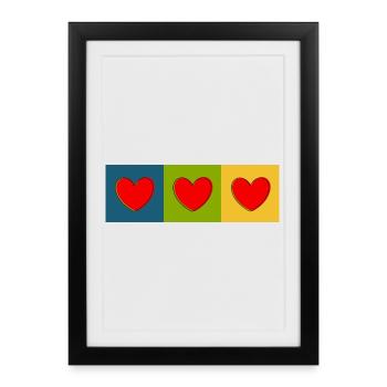 Heart Pattern Heart Pattern Gift Heart - Framed poster (27 × 37 cm) - black - Front