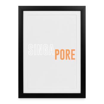 Singapour - Affiche encadrée (27 × 37 cm) - noir - Devant