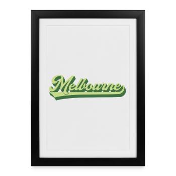 Lettrage rétro Melbourne Australie - Affiche encadrée (27 × 37 cm) - noir - Devant