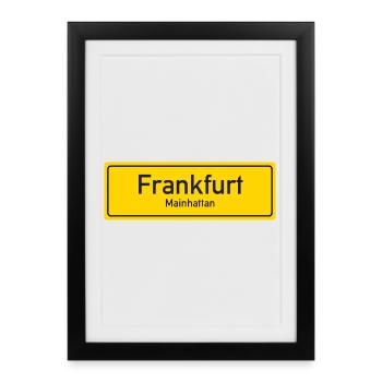 Enseigne de nom de lieu de Francfort Allemagne - Affiche encadrée (27 × 37 cm) - noir - Devant