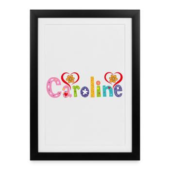 Nom de Caroline personnalisé - Affiche encadrée (27 × 37 cm) - noir - Devant