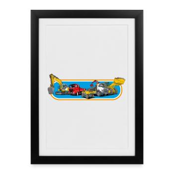 Construction Machinery Park - Framed poster (27 × 37 cm) - black - Front
