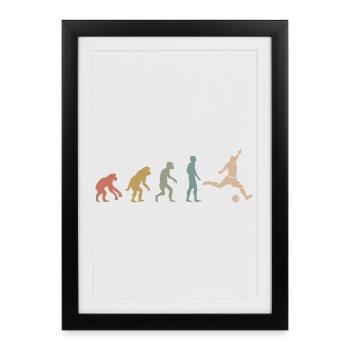 Rétro Football Evolution Dessins Drôles Fan De L’équipe - Affiche encadrée (27 × 37 cm) - noir - Devant