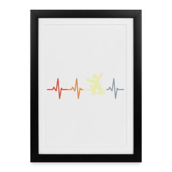 Planche à roulette Stick Figure Heartbeat - Affiche encadrée (27 × 37 cm) - noir - Devant