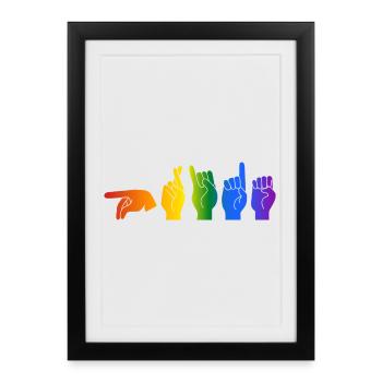 ASL Pride I - Pride Flag Colors - Framed poster (27 × 37 cm) - black - Front
