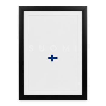 Drapeau de la Finlande, fierté finlandaise - Affiche encadrée (27 × 37 cm) - noir - Devant