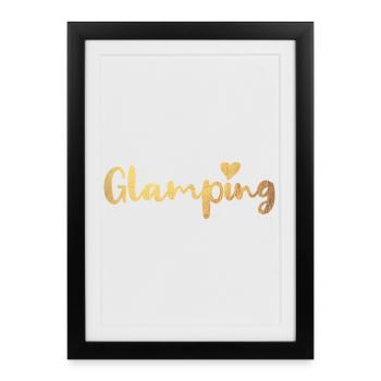 Glamping Heart Gold Camping Camper de luxe - Affiche encadrée (27 × 37 cm) - noir - Devant