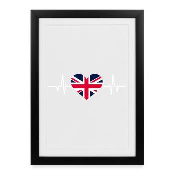 Union Jack Heartbeat - Framed poster (27 × 37 cm) - black - Front