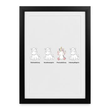Practical instructions for unicorns in care - Framed poster (27 × 37 cm) - black - Front