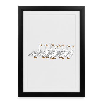 Geese - Framed poster (27 × 37 cm) - black - Front