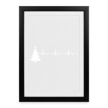 ECG du sapin de Noël Battement de cœur Méchant de Noël - Affiche encadrée (27 × 37 cm) - noir - Devant