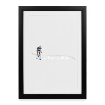 Rarement sans roues – Vélo de route Jeu de mots - Affiche encadrée (27 × 37 cm) - noir - Devant