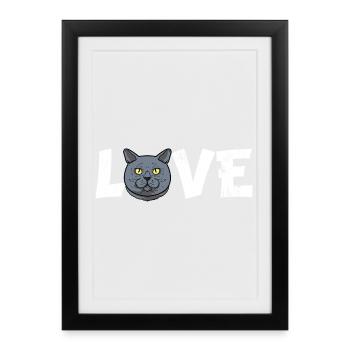 Cadeau pour animaux de compagnie British Shorthair Chat Lover amoureuse - Affiche encadrée (27 × 37 cm) - noir - Devant