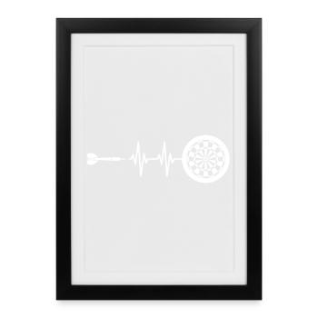Darts Darts Darts Hoodie Heartbeat Heartbeat blanc - Affiche encadrée (27 × 37 cm) - noir - Devant